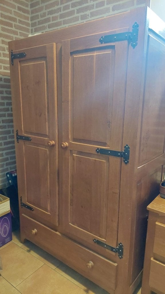 Massief eiken kast, Huis en Inrichting, Ophalen, Gebruikt, Eikenhout, Met lade(s)