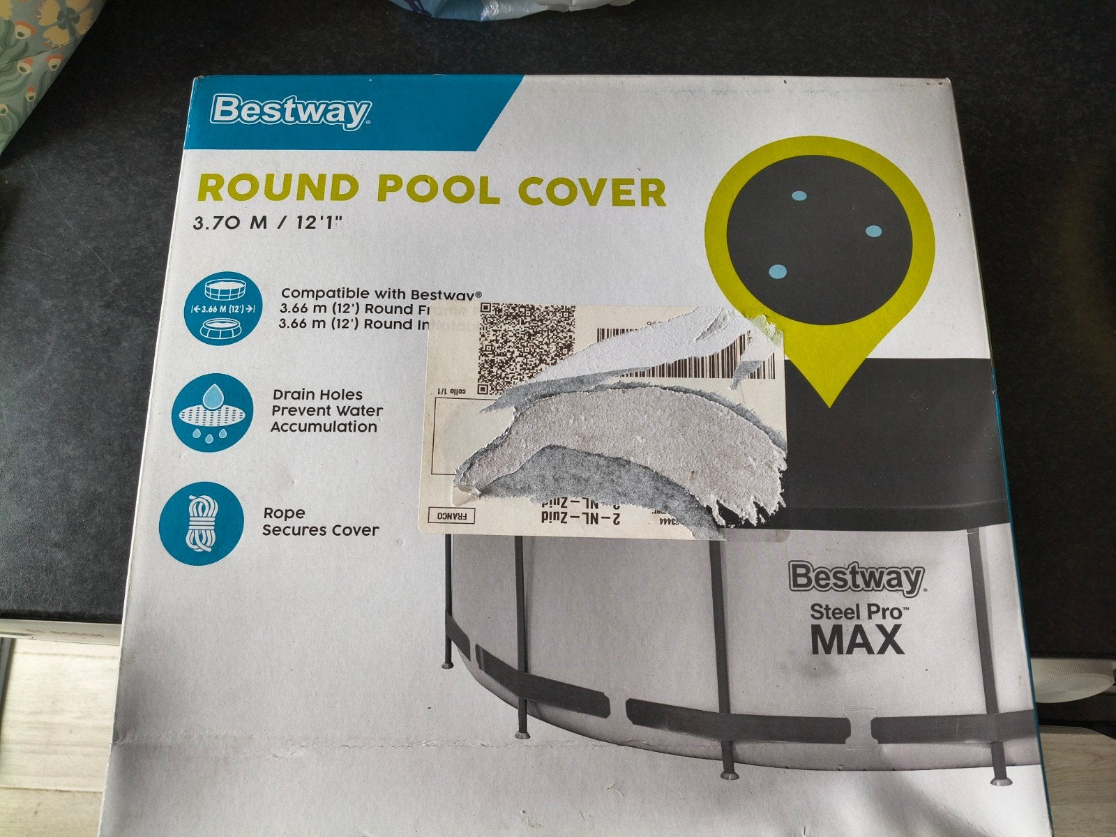 Bestway Rond Zwembad Afdekzeil 3.70m / 12'1", Tuin en Terras, Minder dan 80 cm, Rond, Ophalen of Verzenden, Opzetzwembad