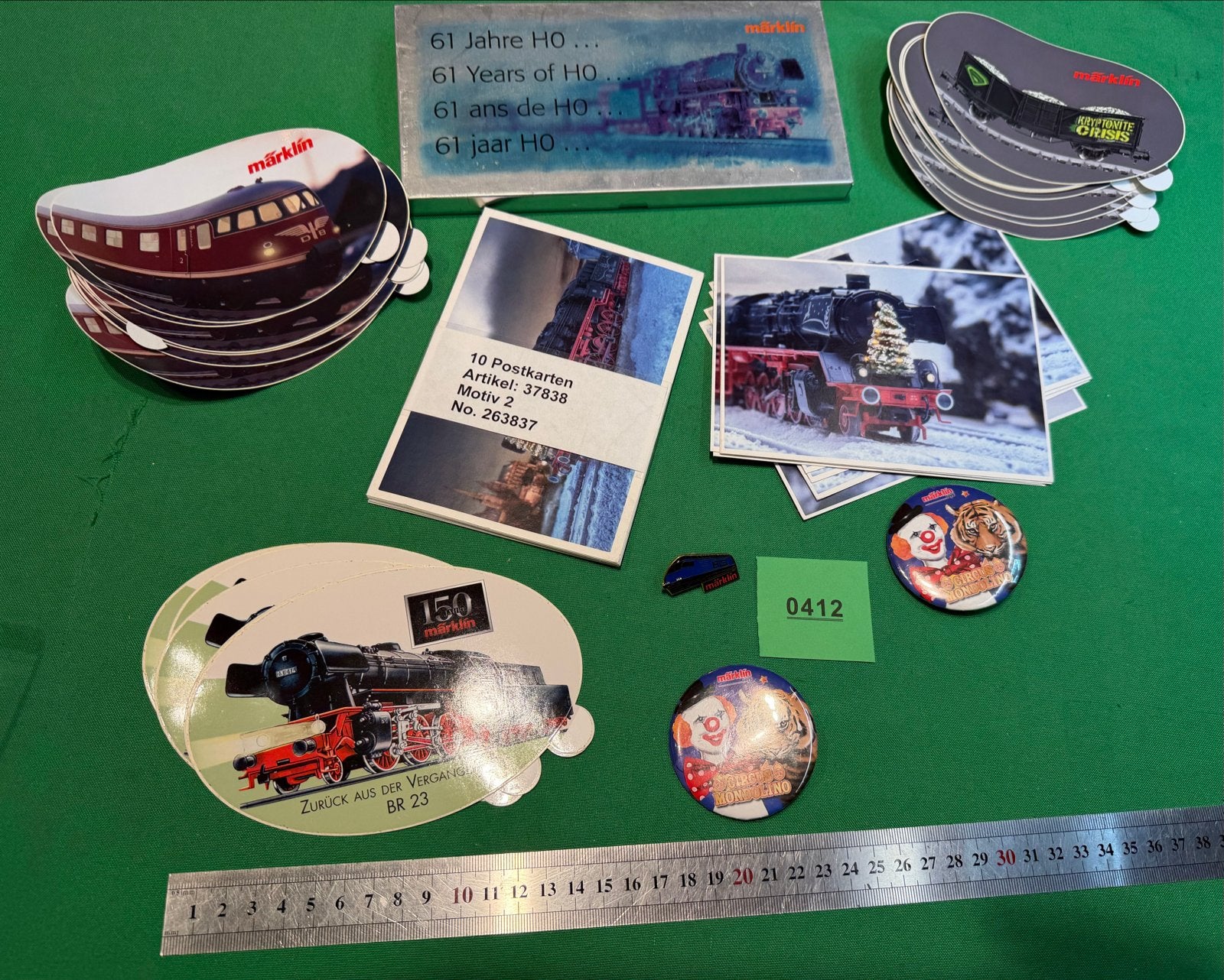 412- Märklin reclame items: ansichtkaarten, sticjers , pin, Ophalen of Verzenden, Zo goed als nieuw, Overige typen, Märklin