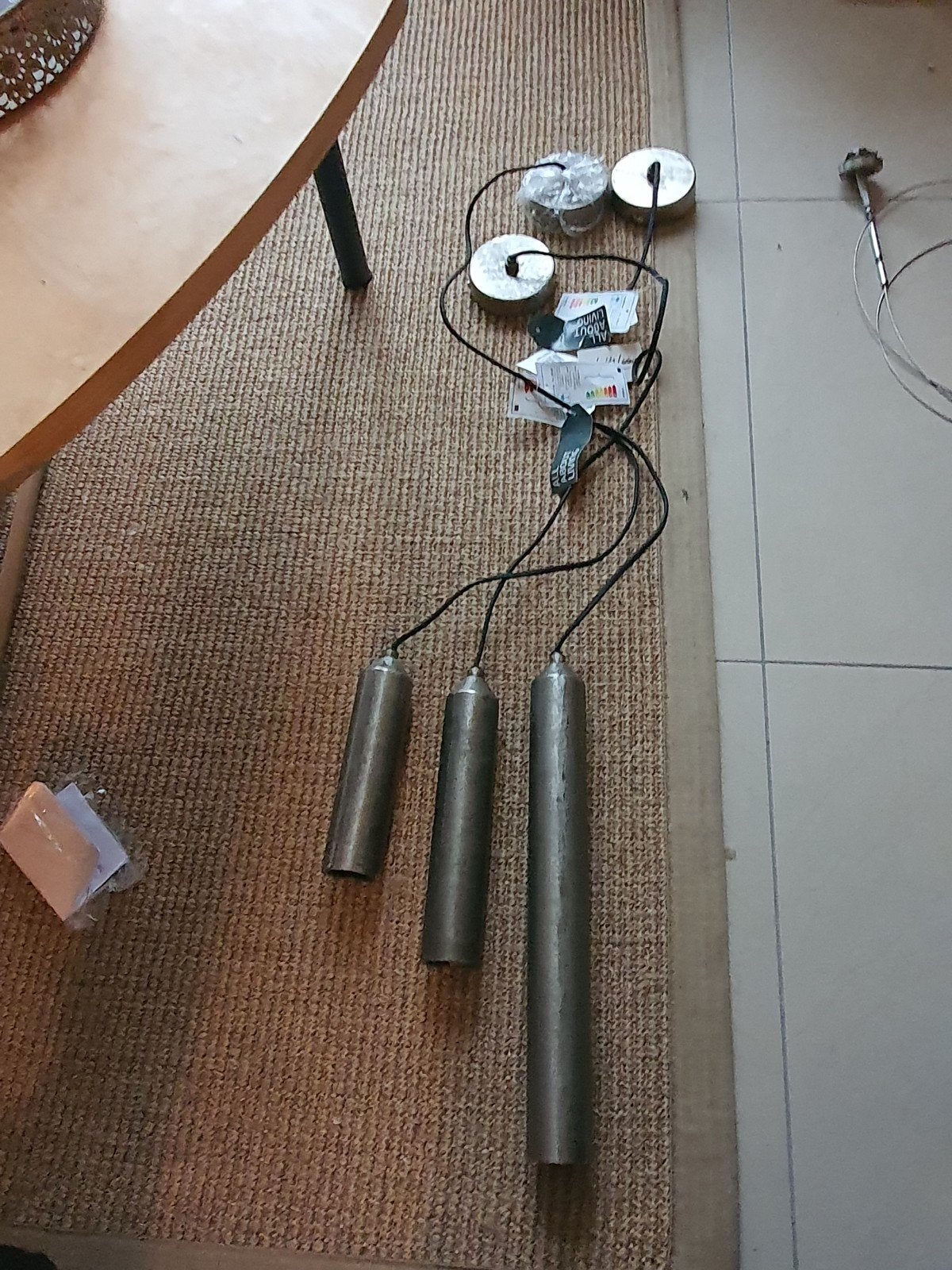 3 Dami ruw nikkel /metaal hanglampen, Ophalen, Metaal