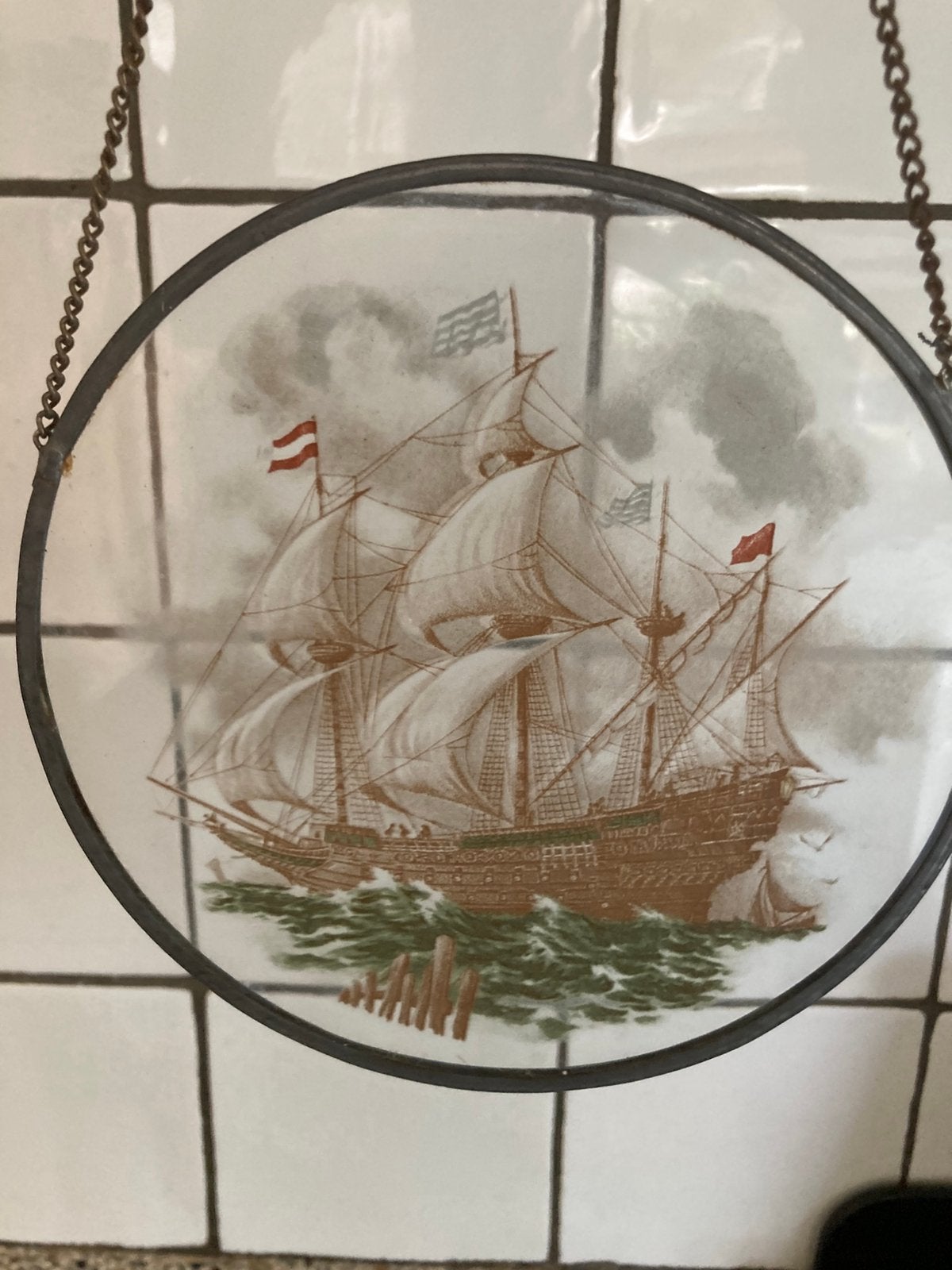 Mooi raamwerk glas in lood boot, Ophalen of Verzenden
