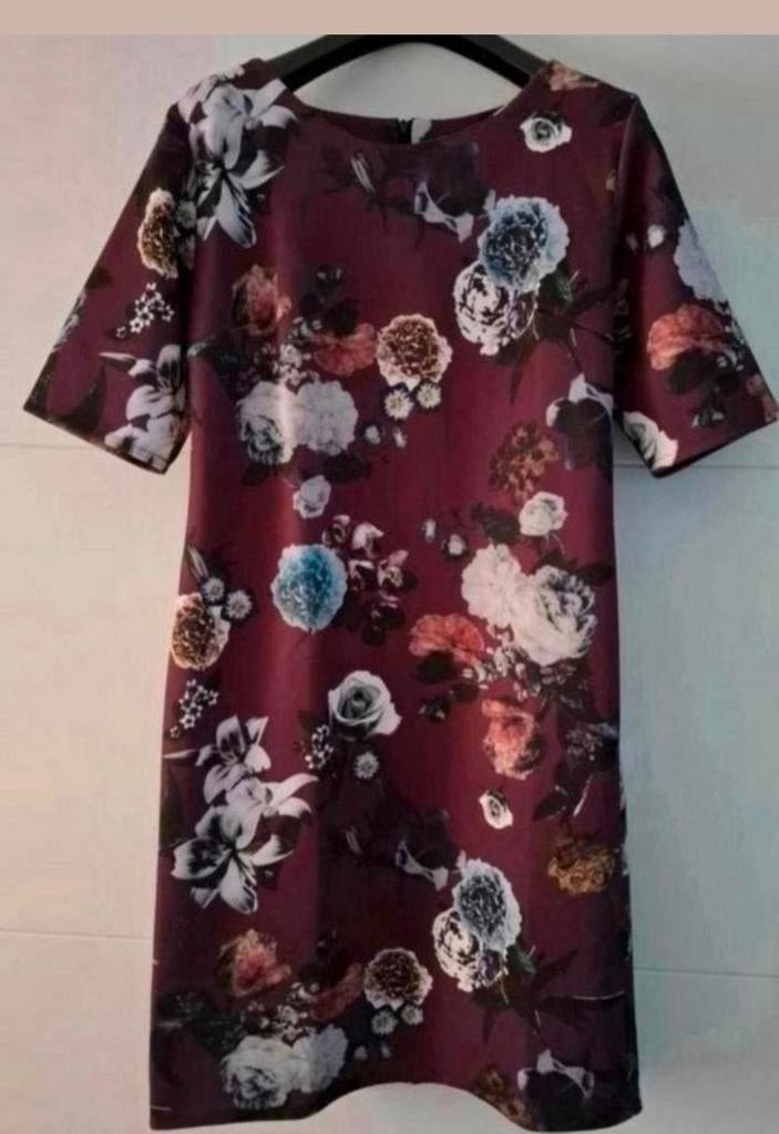 Mooie bordeauxrode jurk met bloemmotief Perla Nera maat L/40, Kleding | Dames, Jurken, Ophalen of Verzenden, Zo goed als nieuw
