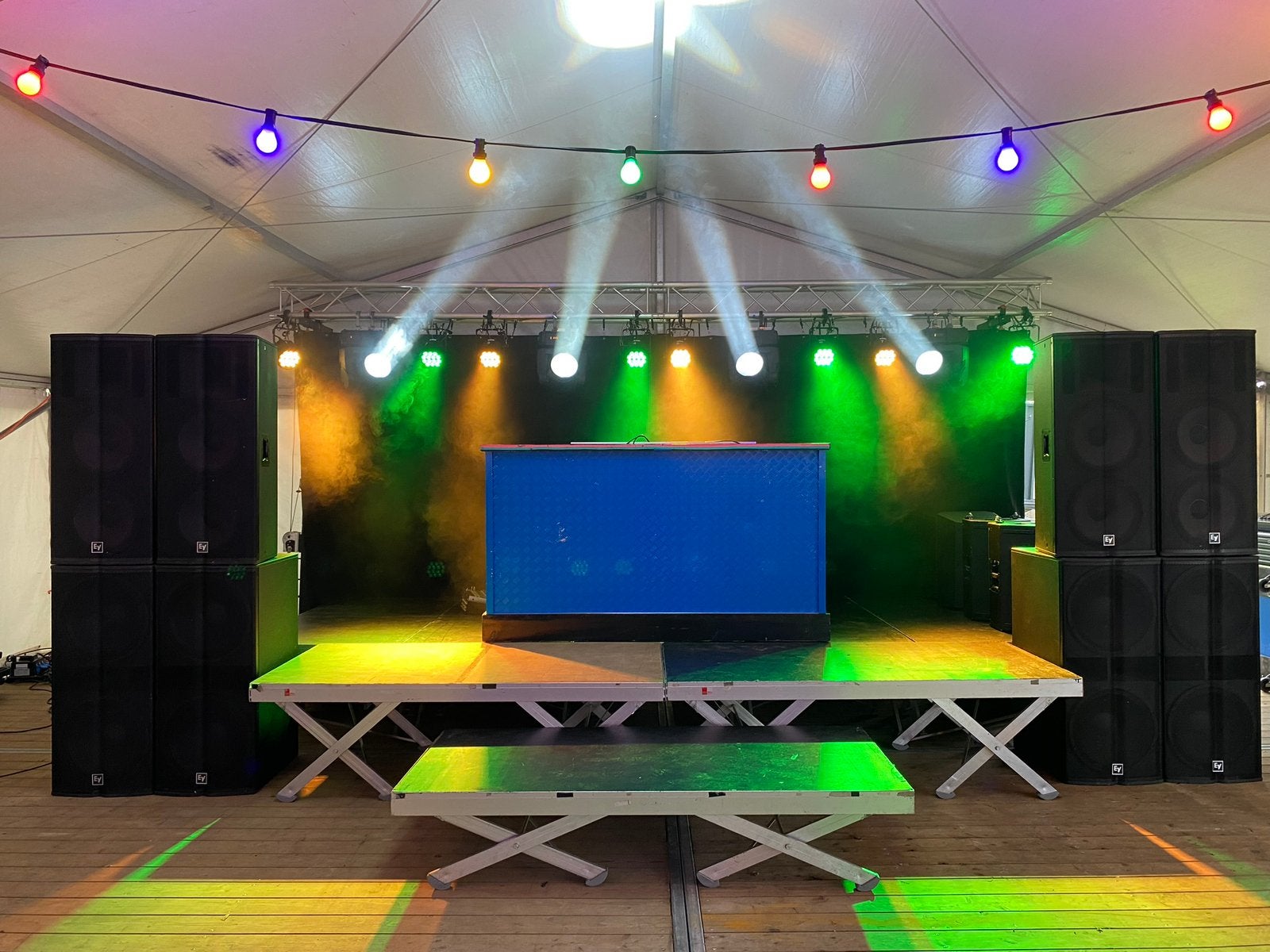 Electro-Voice TX2181 subs en TX2152 tops met Dynacord L3600F, Gebruikt, Speakerset, Ophalen, 150 watt of meer