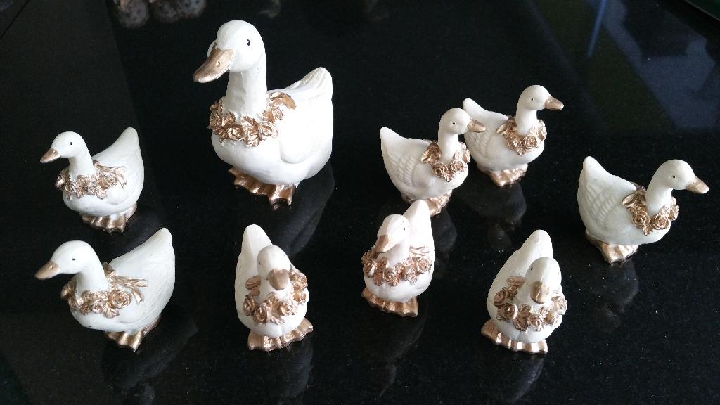 Brocante Beeldjes Gans / Ganzen Goud / creme kleurig nieuw, Ophalen of Verzenden, Nieuw, Dier