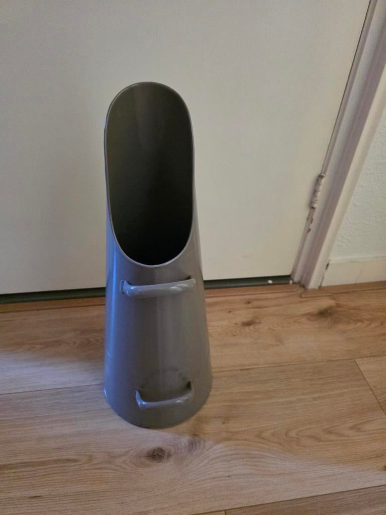 Grijze kolenemmer / kolenkit met handvatten, Ophalen, Gebruikt, Metaal, Grijs
