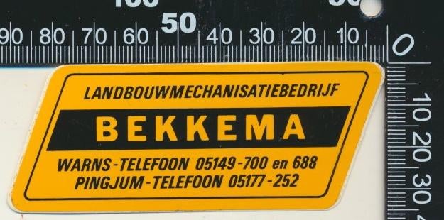 Sticker: Bekkema Landbouwmechanisatiebedrijf - Warns Pingjum, Ophalen of Verzenden, Zo goed als nieuw, Bedrijf of Vereniging