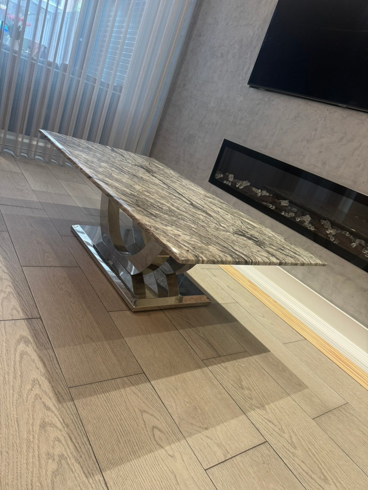 Mooie marmer salontafel 140x70 cm, 100 tot 150 cm, Zo goed als nieuw, Rechthoekig, 50 tot 100 cm
