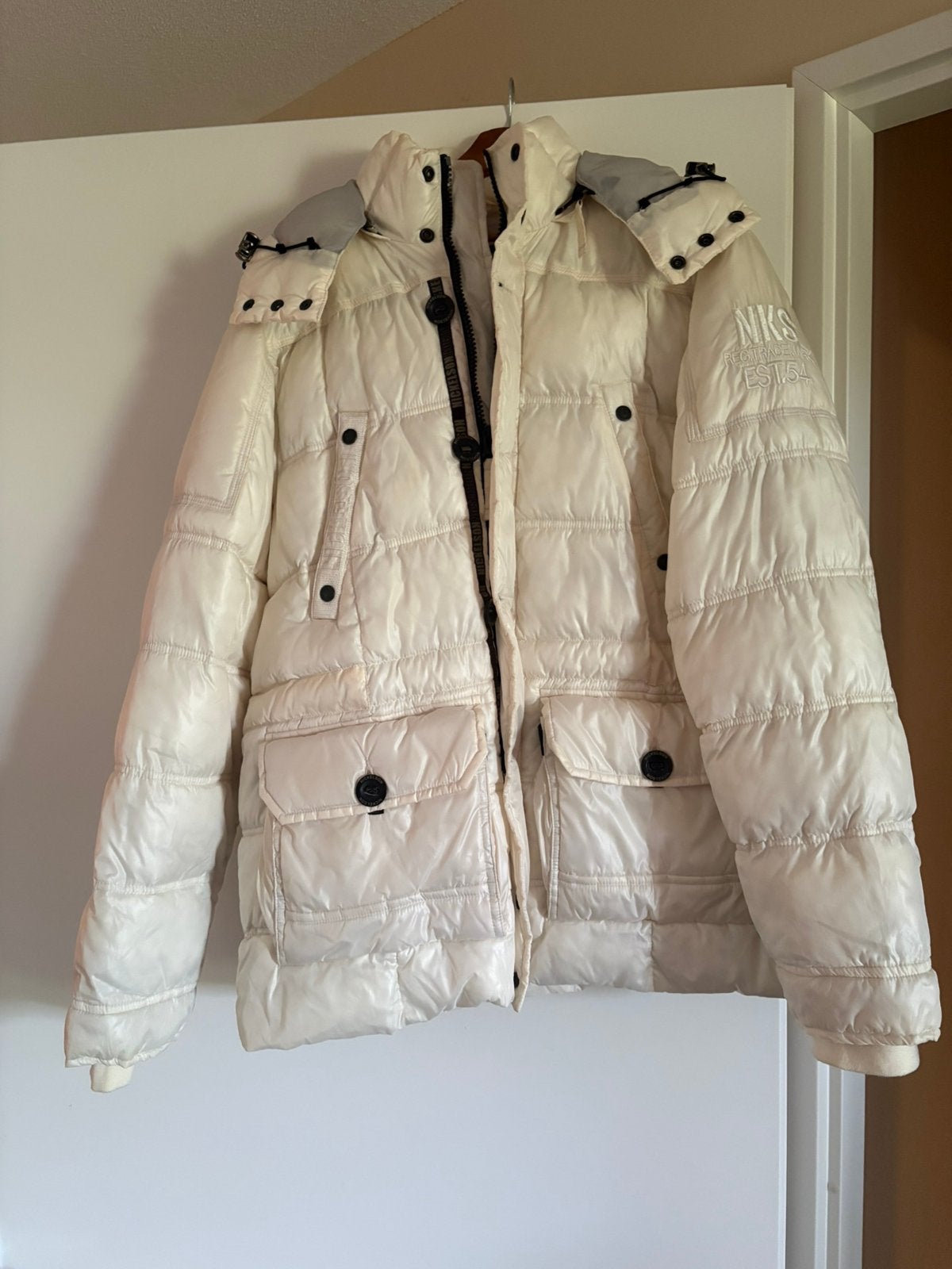 Mooie nickelson winter jas gebroken wit maat xl ., Ophalen, Nieuw, Maat 46/48 (XL) of groter, Wit