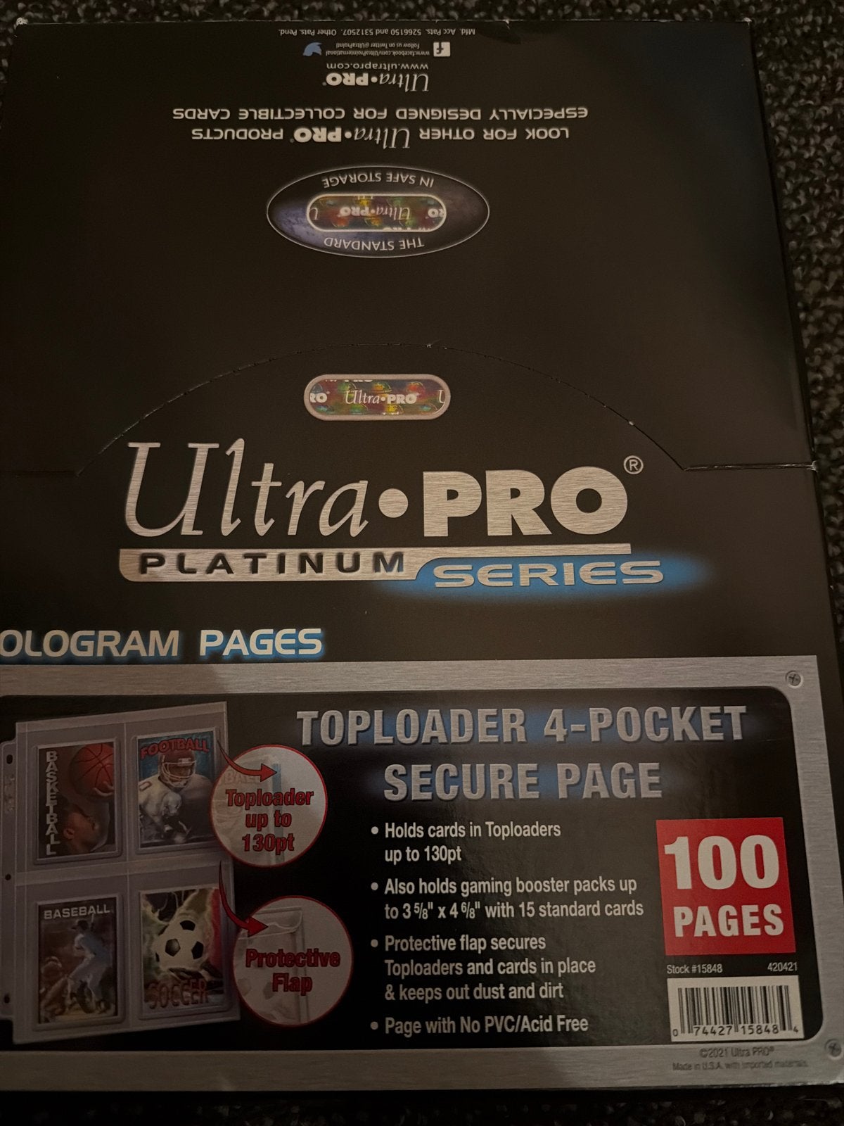 Ultra PRO Platinum Series 4-Pocket Toploader Pagina's (100), Ophalen of Verzenden, Nieuw