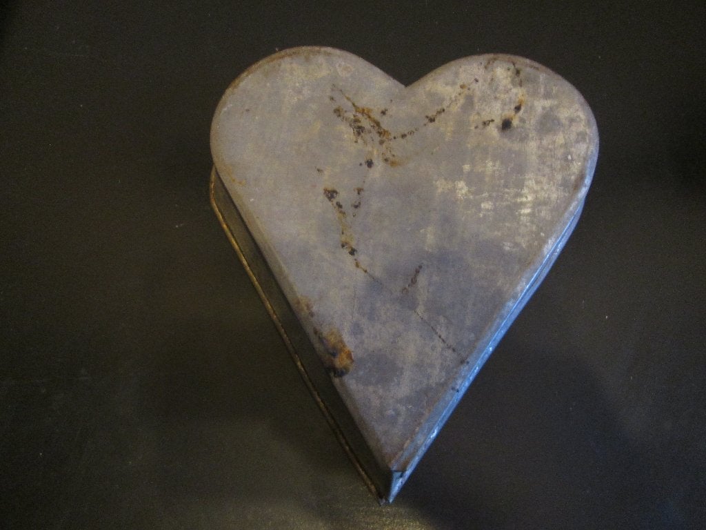 Antiek Brocante Hartvormig Bakblik Hart 20 x 18 cm, Ophalen of Verzenden