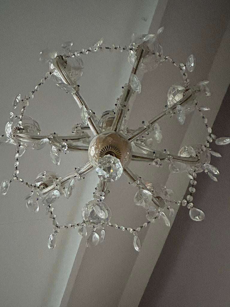 Authentieke prachtige kroonluchter, Huis en Inrichting, Lampen | Kroonluchters, Ophalen, Gebruikt, Glas, Klassiek
