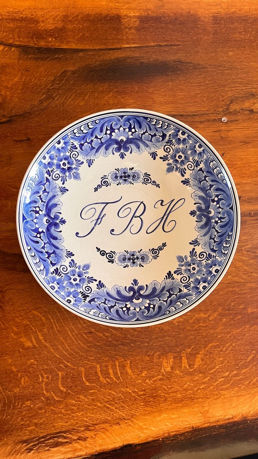Royal Delft Handgeschilderd Delfts Blauw Bord - Initialen FB, Antiek en Kunst, Antiek | Wandborden en Tegels, Ophalen of Verzenden