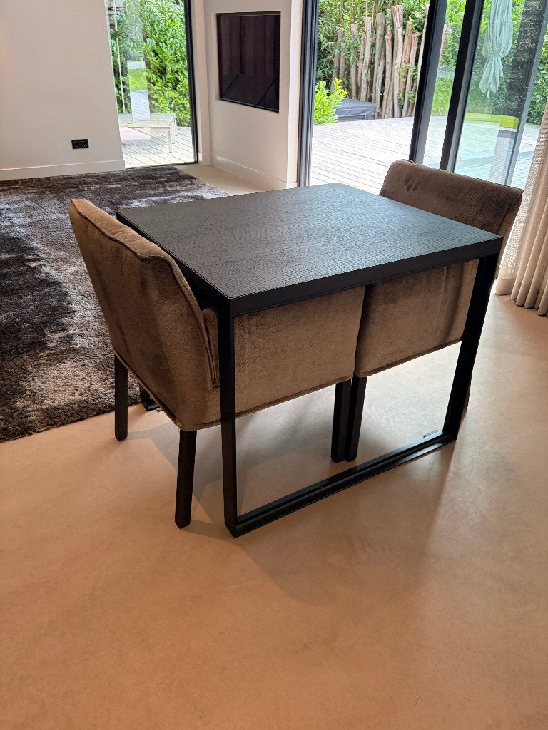 Grey7 Design eettafel zwart eiken 80x90, Ophalen, Zo goed als nieuw, 75 cm of meer, 60 cm of meer