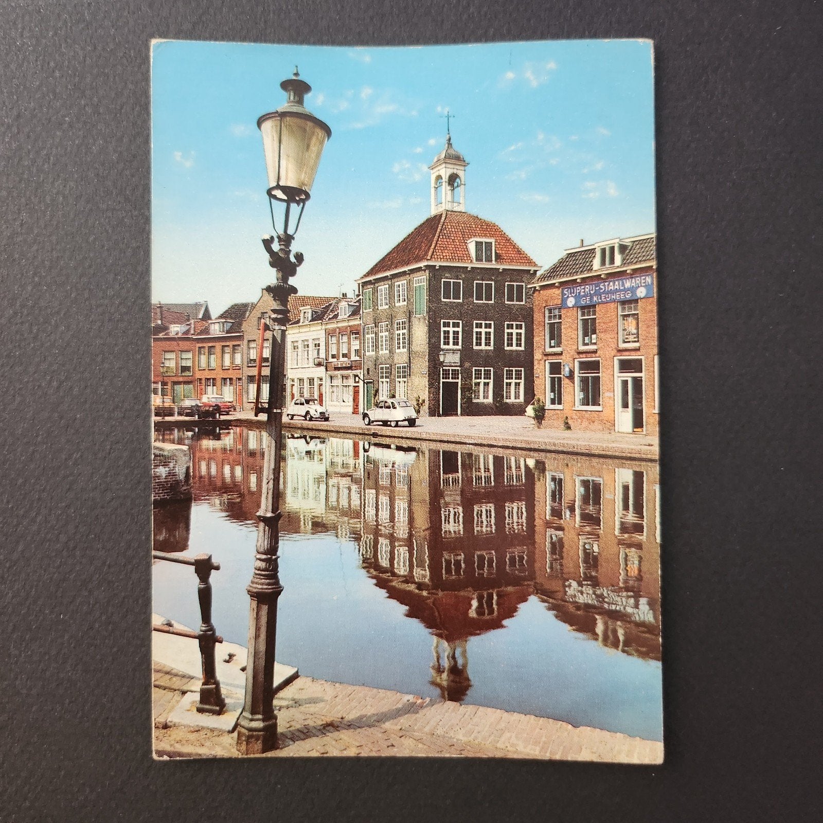 Oude ansichtkaart Schiedam, gracht met lantaarnpaal, Verzenden, Ongelopen, Zuid-Holland