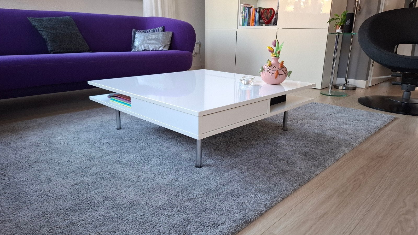 Ikea salontafel met 2 vakken en 2 lades, Ophalen, 50 tot 100 cm, Vierkant, 50 tot 100 cm