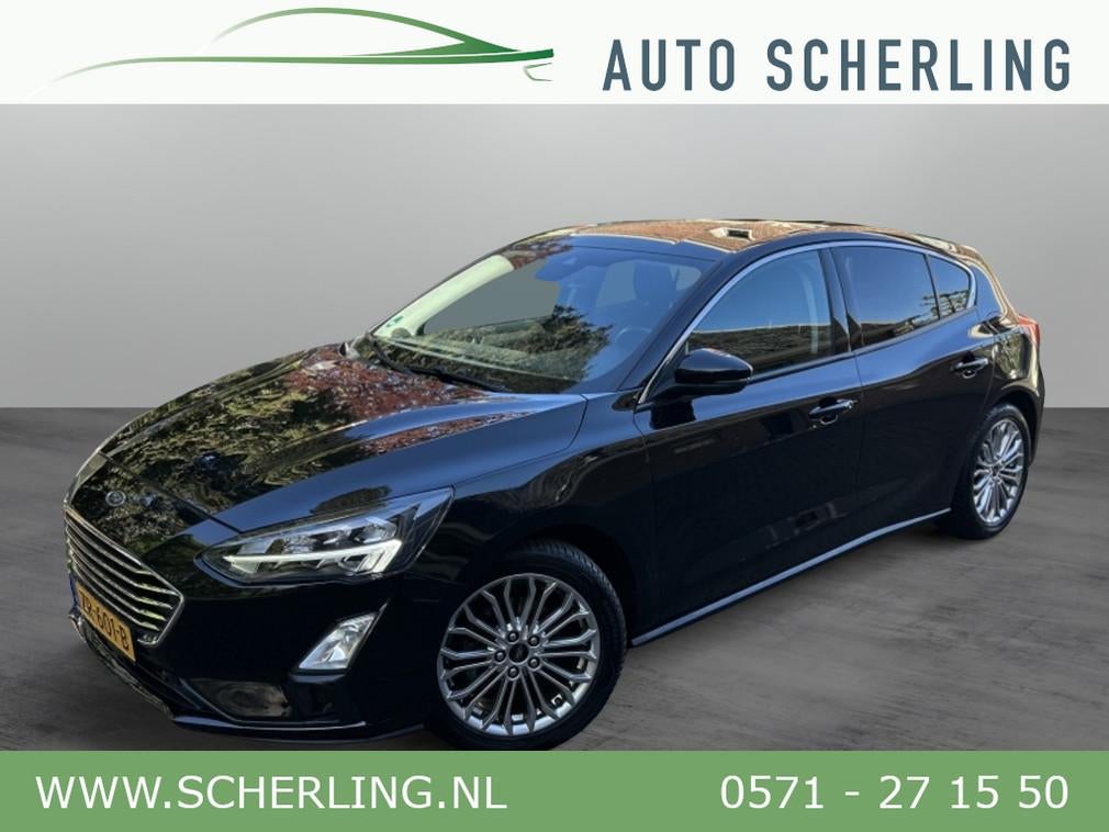 Ford Focus 1.0 125pk Tit. Bns Navi, Carplay, 17” LMV, Trek, Gebruikt, Euro 6, Met garantie (alle), Zwart