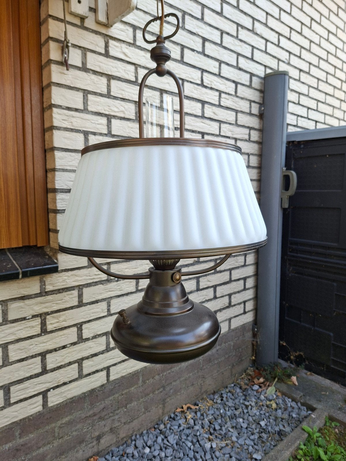 hanglamp met glazenkap, Ophalen