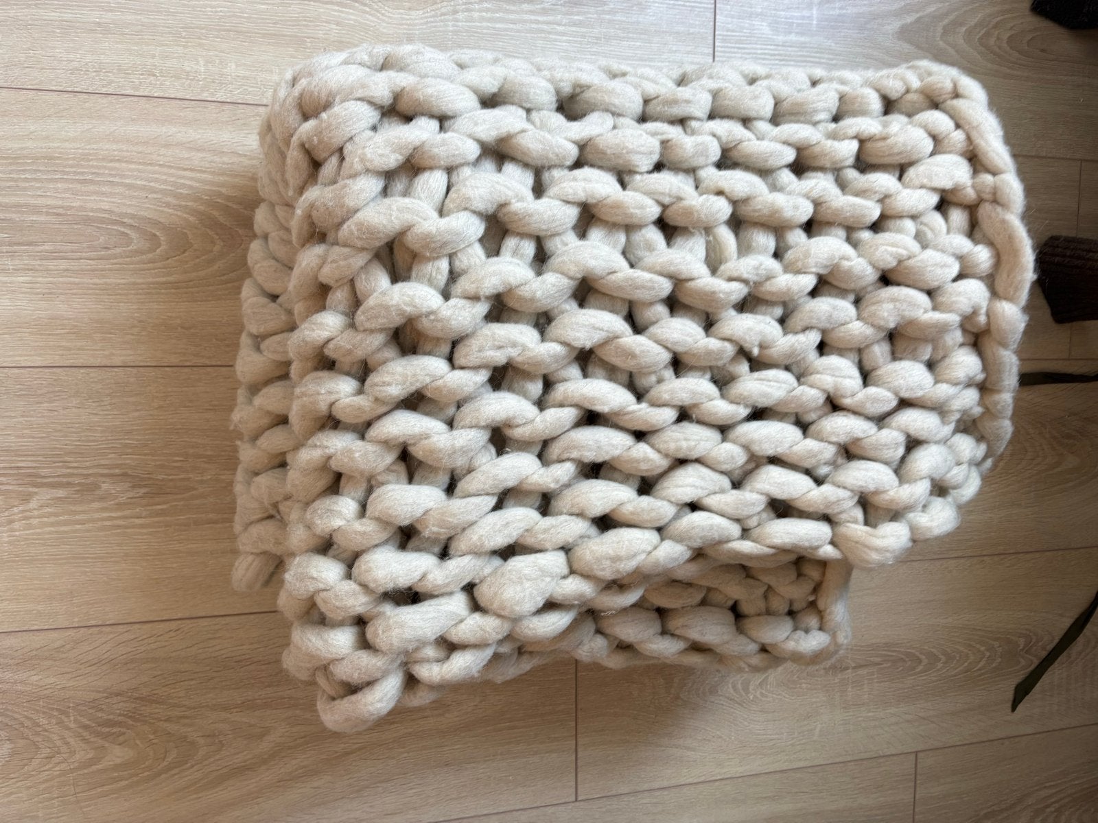 Grof gebreide plaid / deken - Crème, 100 tot 150 cm, Ophalen of Verzenden, Zo goed als nieuw, Crème