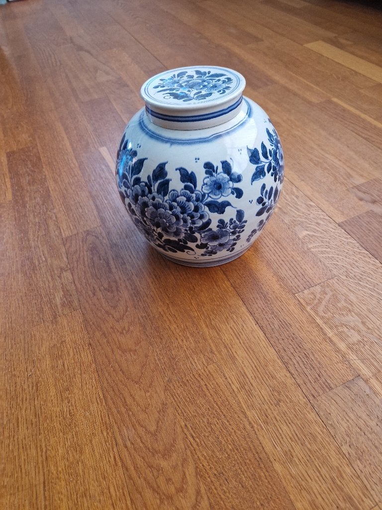 Delfts Blauw Gemberpot met Deksel - Handgeschilderd, Ophalen