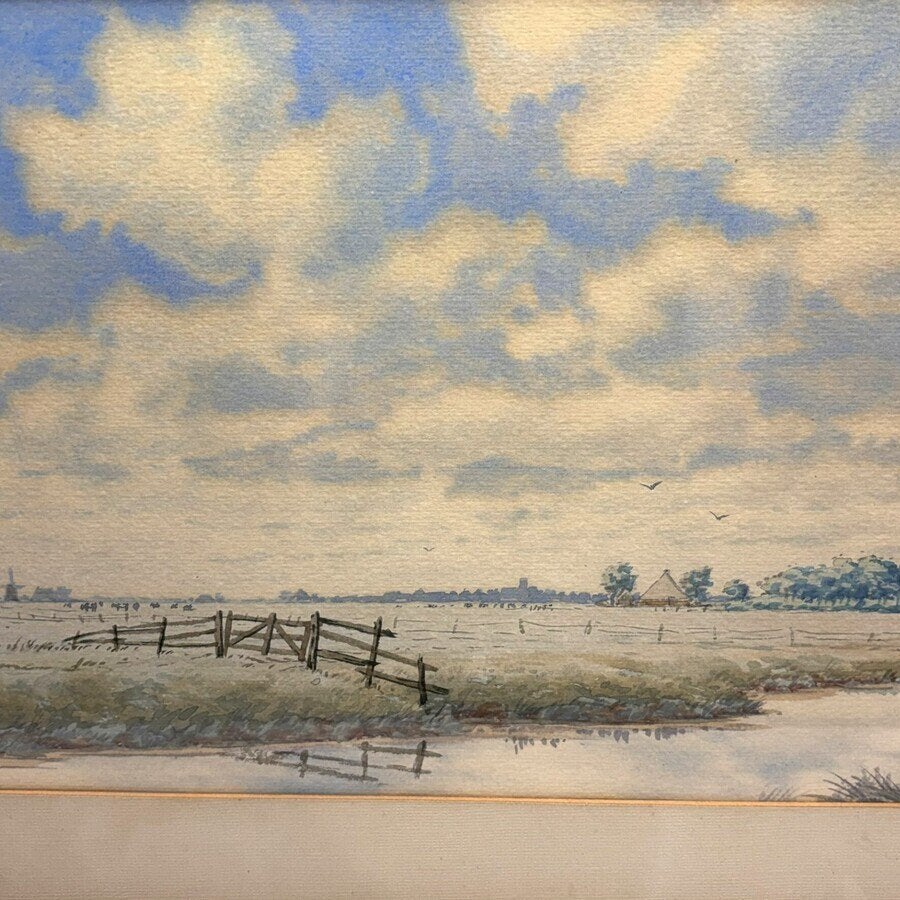 Jan Welles (1910-2001) - Fries landschap, 1955, Antiek en Kunst, Kunst | Schilderijen | Klassiek, Ophalen of Verzenden