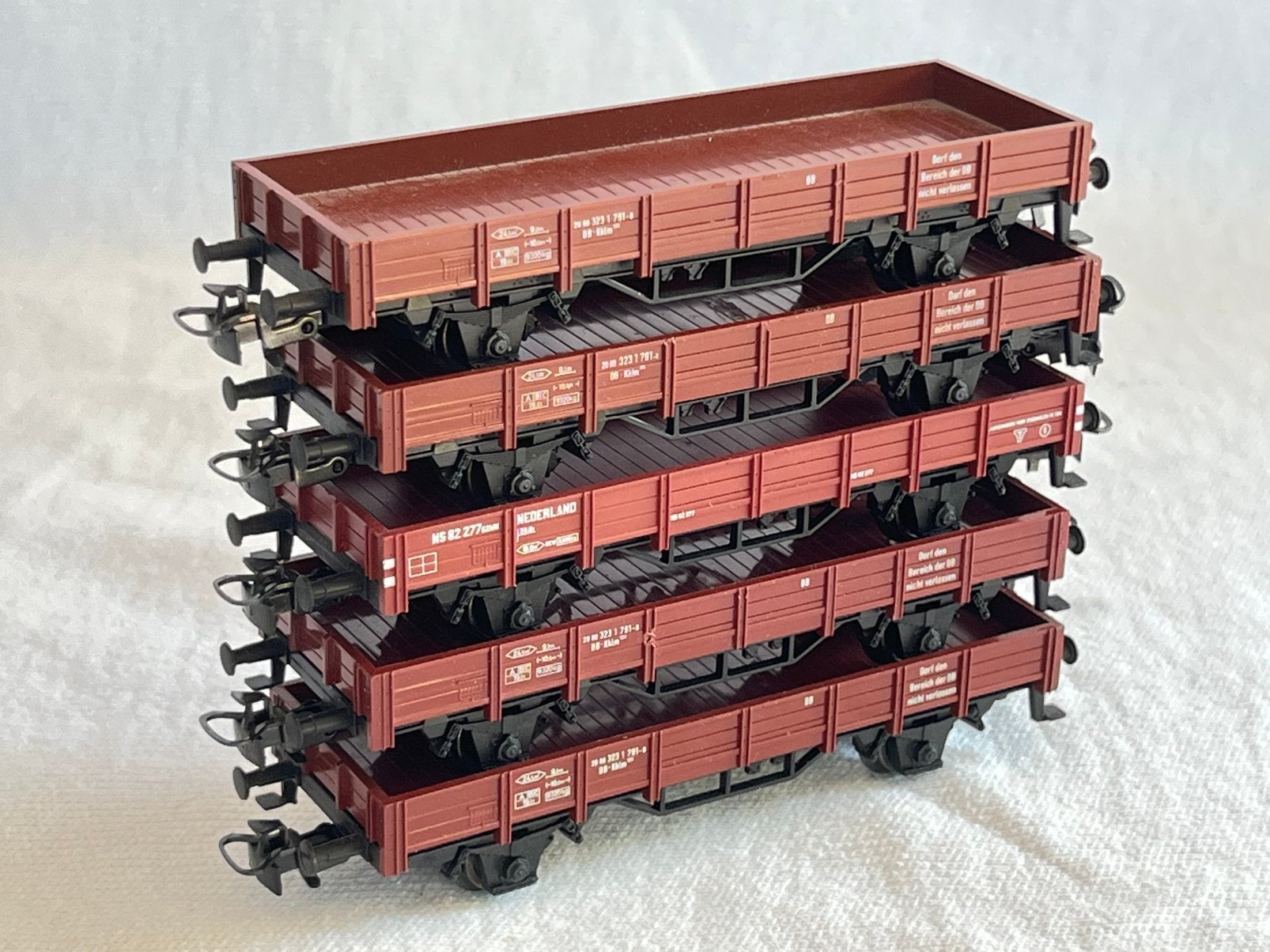 5x Marklin DB/NS lageboordwagons H0, Wisselstroom, Gebruikt, Wagon, Ophalen of Verzenden