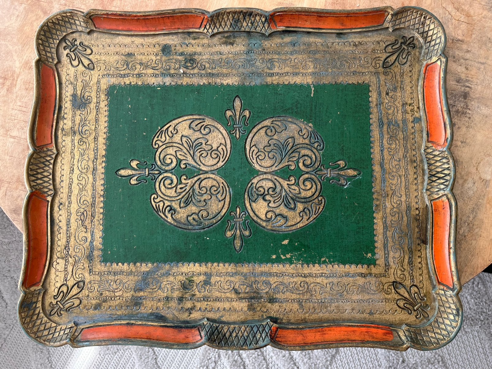 Vintage Florentijns dienblad, Italiaanse stijl, Antiek en Kunst, Ophalen of Verzenden