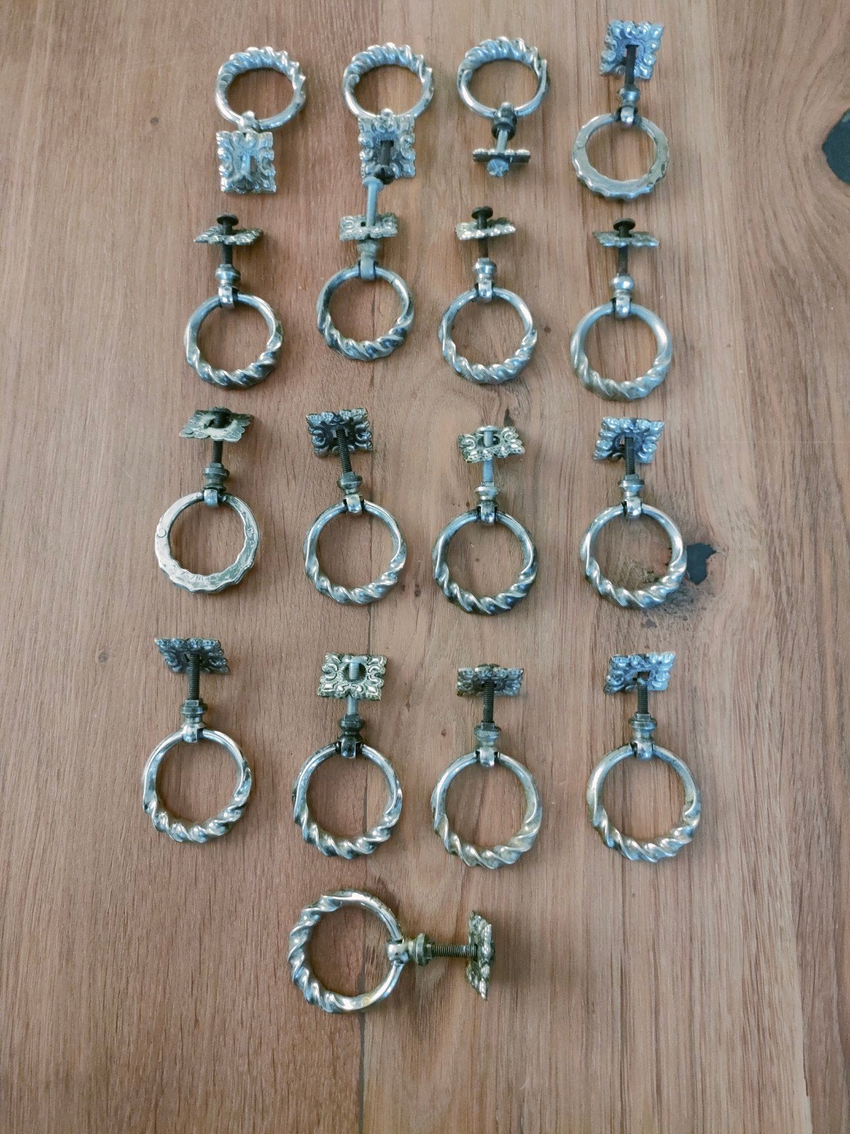 Set van 17 Vintage Gordijnringen met Schroefbevestiging, Ophalen of Verzenden