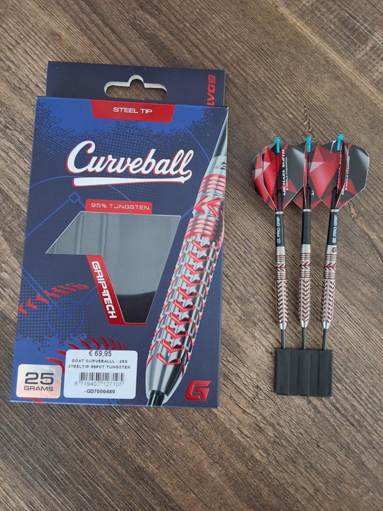 GOAT Curveball 25G Steel Tip Darts 95% Tungsten, Ophalen, Nieuw, Pijlen