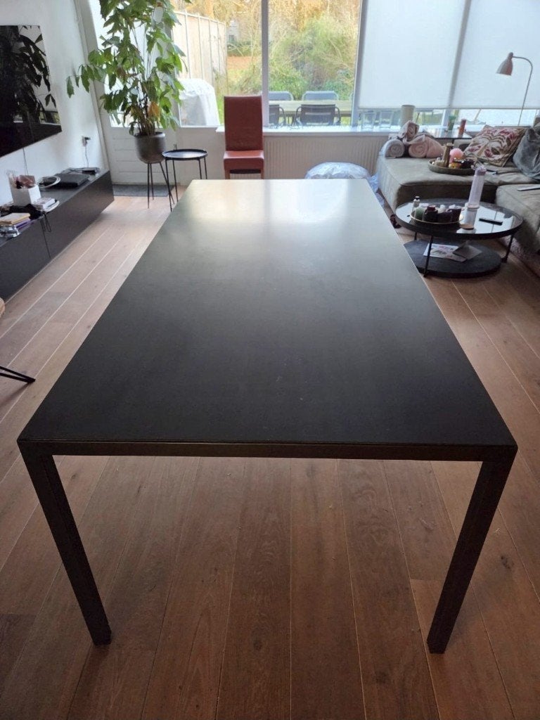 Zwart metalen eettafel, Huis en Inrichting, Tafels | Eettafels, Ophalen, Gebruikt, 200 cm of meer, 50 tot 100 cm