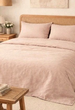 100% linnen dekbedovertrek 260x240 met slopen Roze, Dekbedovertrek, Ophalen of Verzenden, Roze, Nieuw