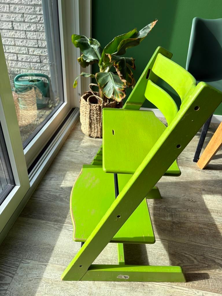 Originele Stokke Tripp Trapp Groen – Incl. Baby Set (Beugel), Ophalen, Gebruikt, Meegroeistoel, Aanschuifbaar