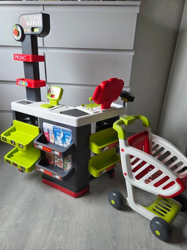 Smoby Supermarkt Speelset met Winkelwagen, Ophalen, Jongen of Meisje