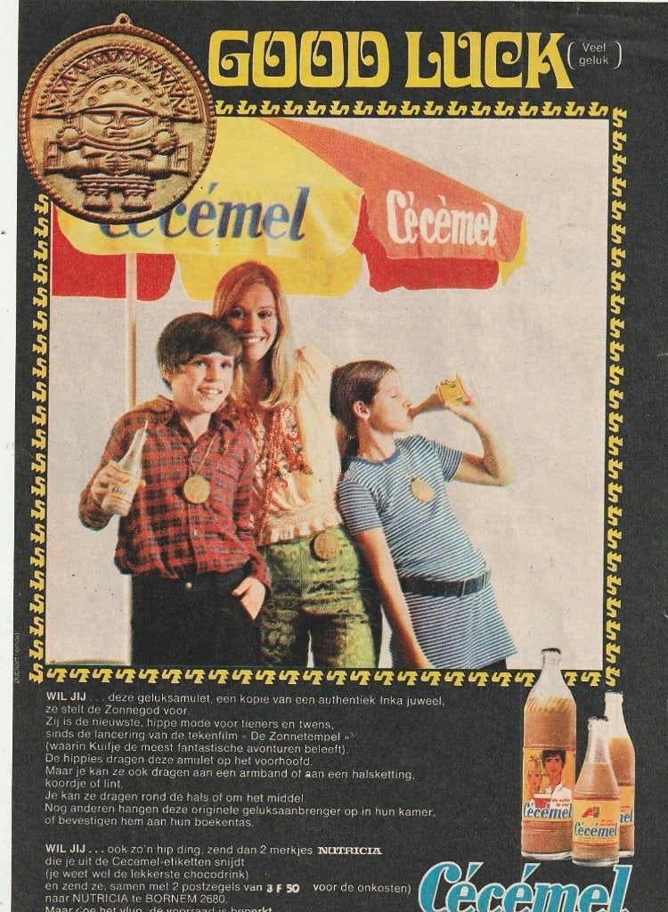 Retro reclame 1971 Nutricia Cécémel jongetje meisje amulet, Verzamelen, Verzenden, Overige typen