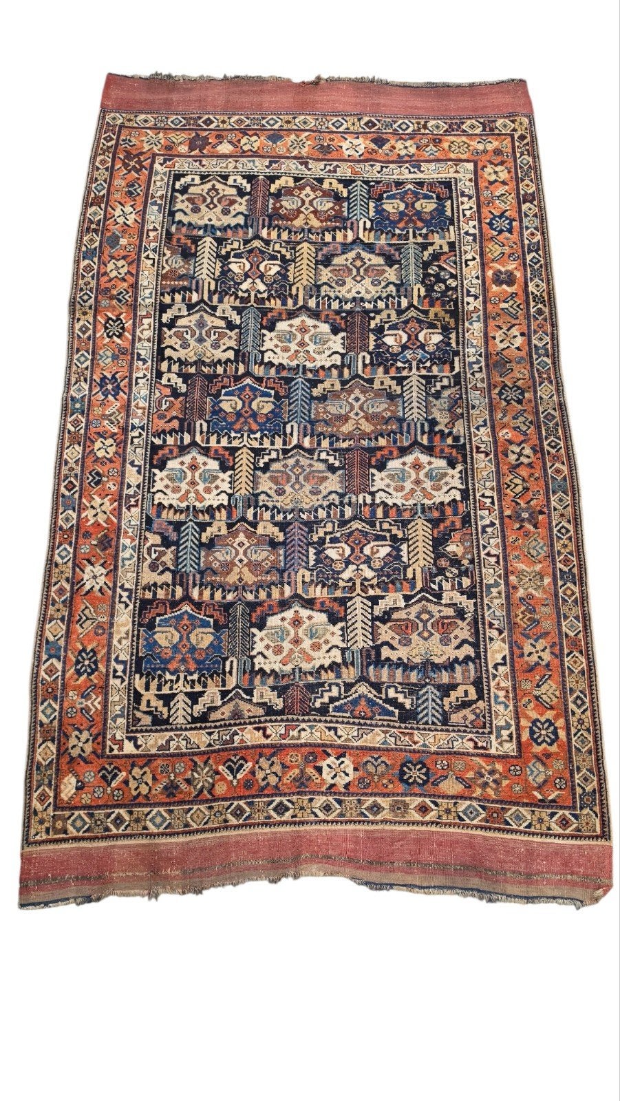 Handmade antique Persian Qashqai carpet Tribal 148x258cm, Onbekend (Handgemaakt), Gebruikt, 100 tot 150 cm, 200 cm of meer