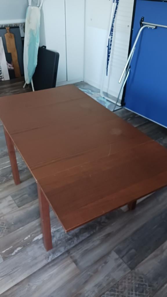Uitschuifbare eettafel - Bruin hout, Ophalen, Gebruikt, 100 tot 150 cm, Klassiek, Functioneel