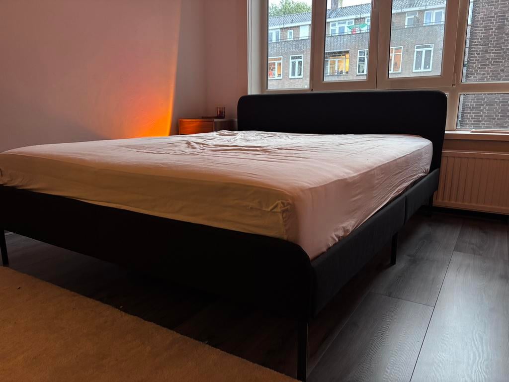 Bed boxspring, Ophalen, Slattum (ikea), Zwart, 200 cm