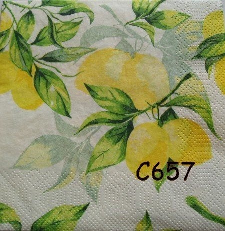 Servetten decoupage/bullet journal – citroenen C657, Verzenden, Nieuw