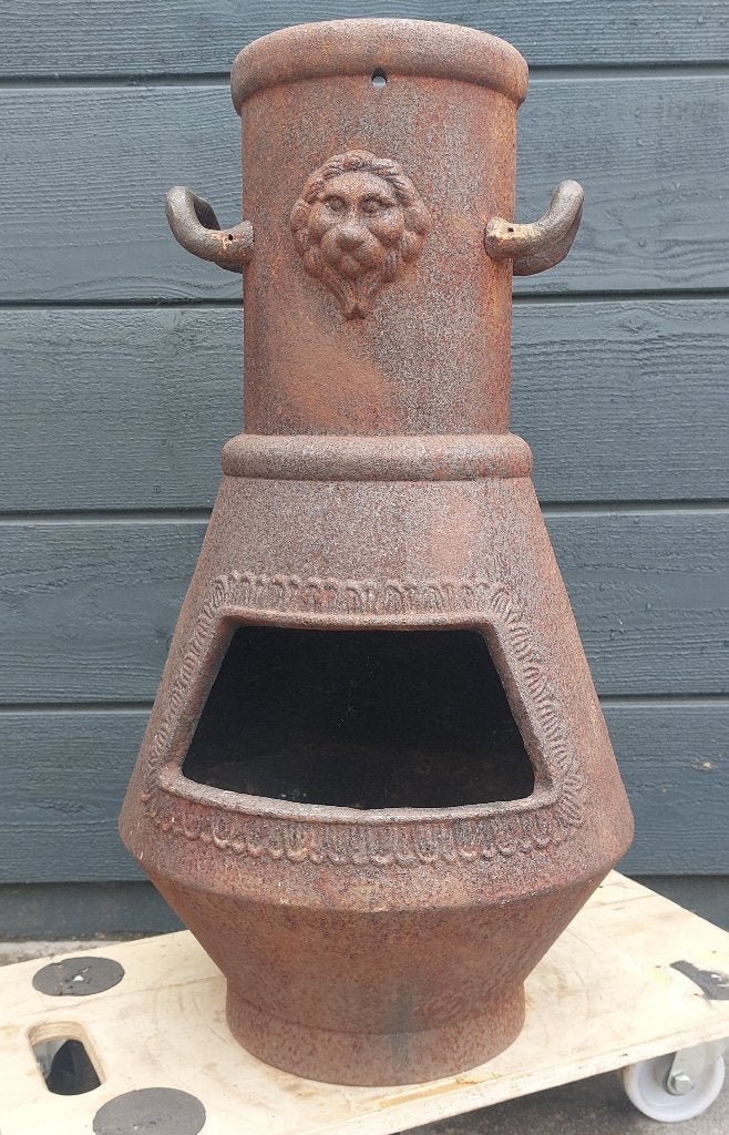 Zware gietijzeren buitenkachel, terraskachel, vuurkorf, Tuin en Terras, Ophalen, Gebruikt, Vuurton