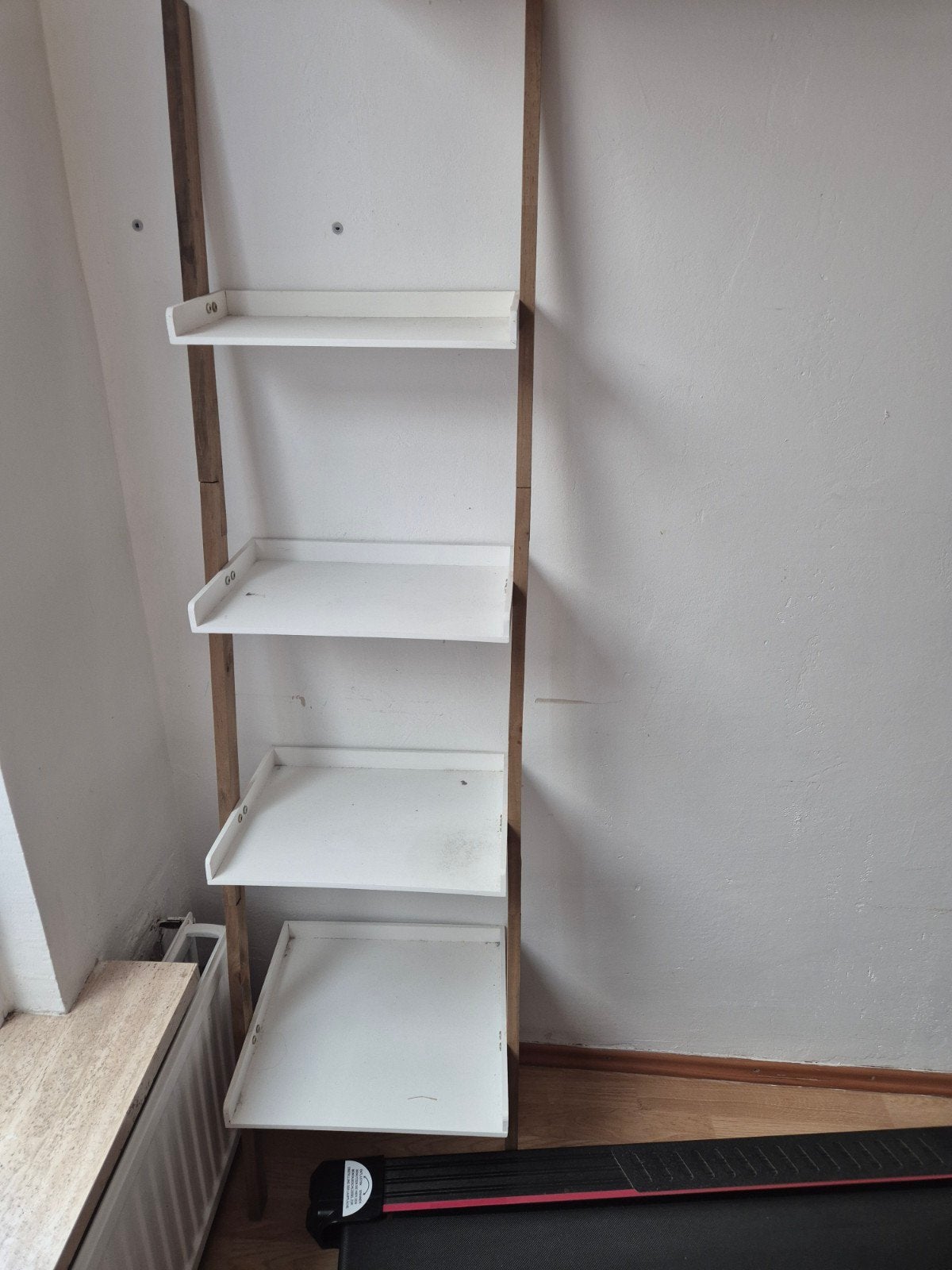 Witte wandplank met houten frame - Gebruikt, Ophalen