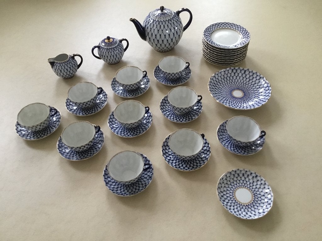 VINTAGE Lomonosov Cobalt Net servies (USSR PERIODE !), Ophalen of Verzenden