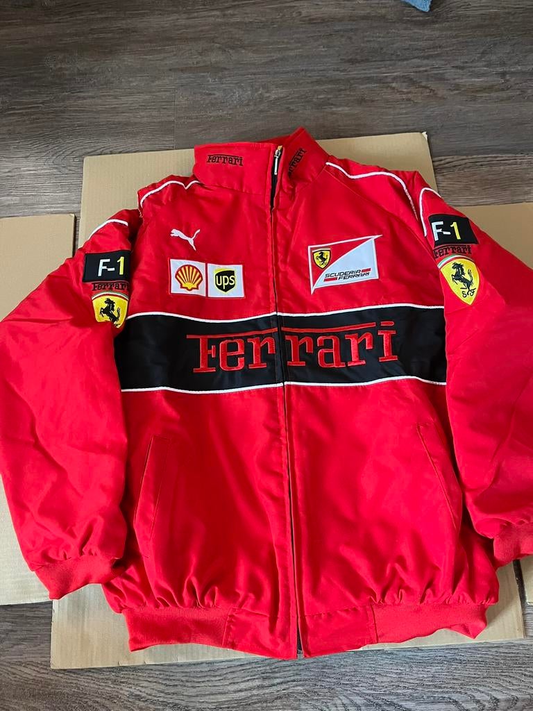 Ferrari Racing jas (maat XL) – red vintage stijl, Kleding | Heren, Jassen | Zomer, Zo goed als nieuw, Maat 56/58 (XL), Rood, Ophalen of Verzenden