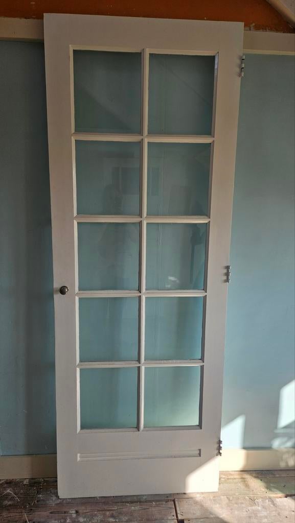 Oude deur 210cm bij 77,5cm met originele ruiten, Ophalen, Gebruikt, Minder dan 80 cm, Binnendeur