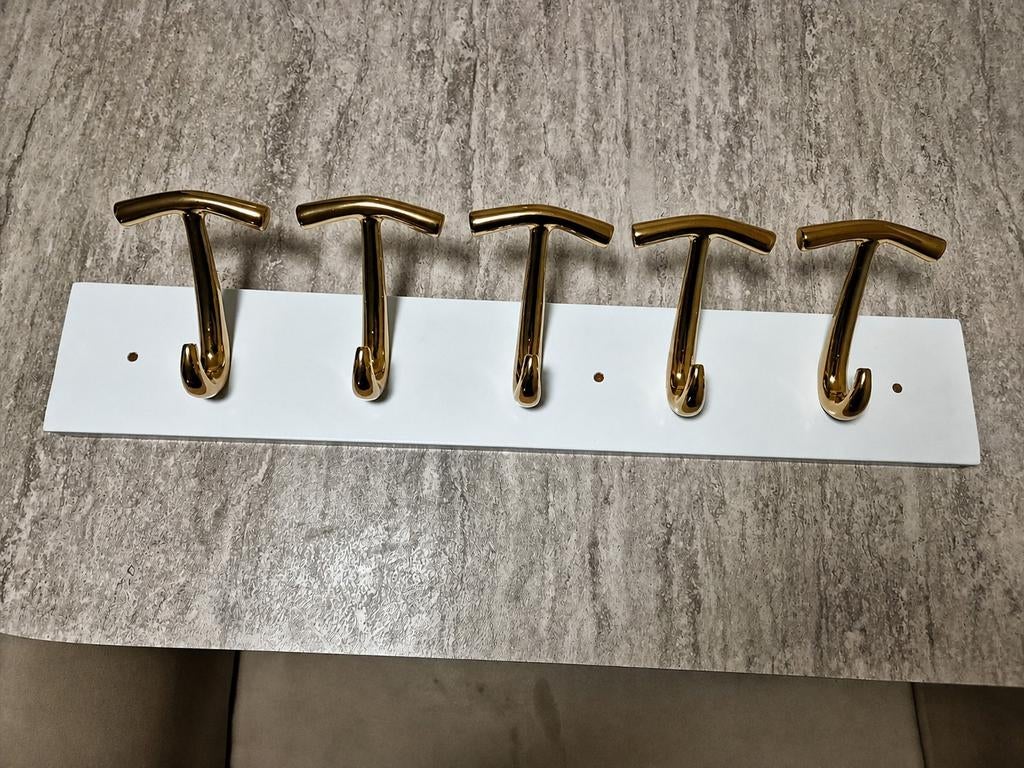 Wandkapstok met 5 gouden haken - Nieuwstaat, Huis en Inrichting, Woonaccessoires | Kapstokken, Wandkapstok, Nieuw, Ophalen of Verzenden