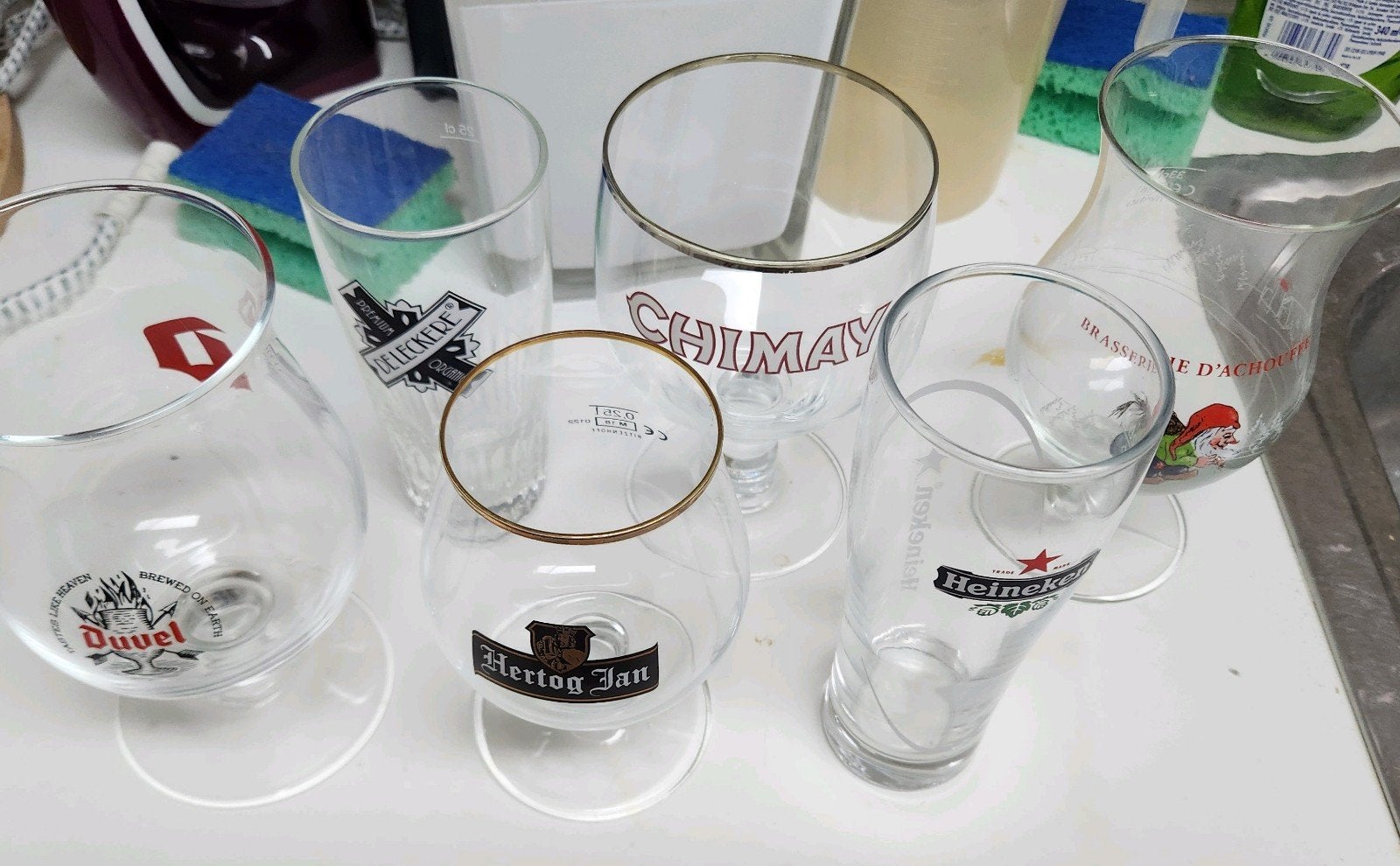 Kleine collectie bierglazen (Duvel, Chimay, Hertog Jan), Verzamelen, Ophalen, Gebruikt