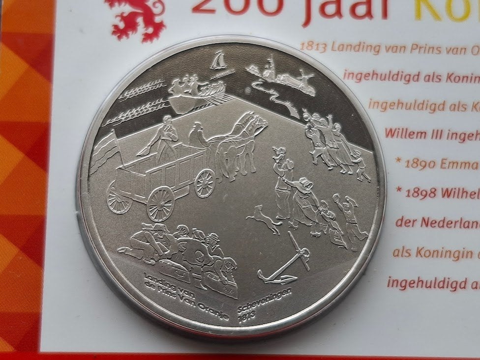 Aankondigingspenning 200 Jaar Koninkrijk in coincard - 2013, Postzegels en Munten, Verzenden, Overige materialen, Nederland