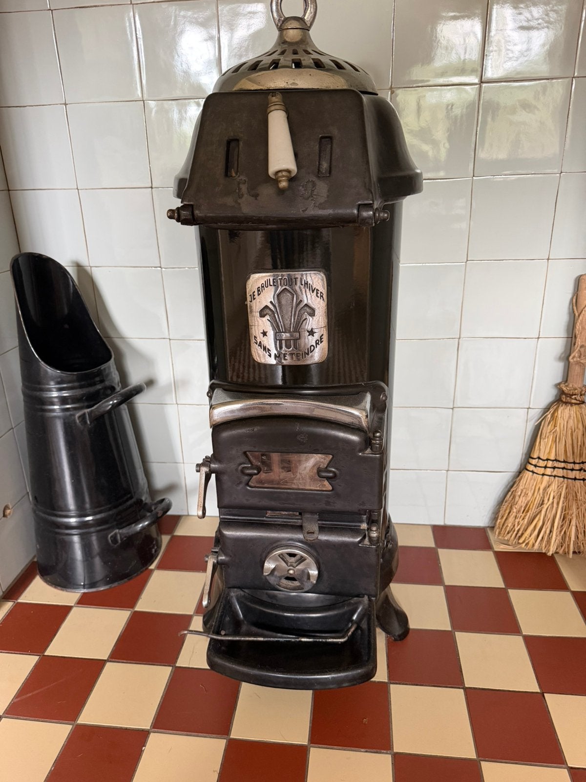 Antiek brocante Frans potkacheltje, Ophalen, Potkachel, Gebruikt, Overige brandstoffen