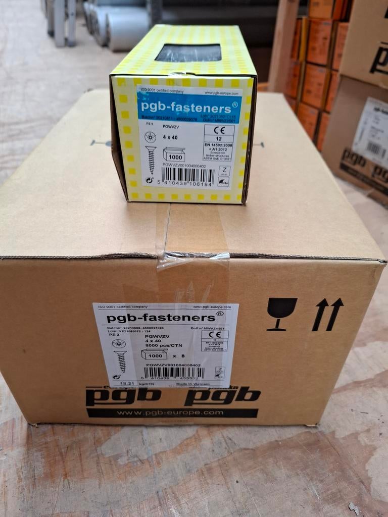 Pgb-fasteners schroeven 4x40 doos met 8 verpakkingen, Ophalen, Nieuw, Minder dan 50 mm, Schroeven