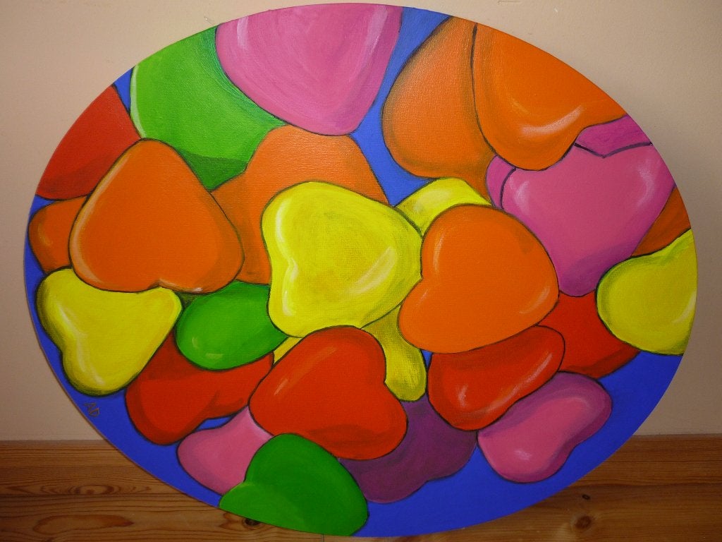 Hartjes, Acrylverf, Overig onderwerp, Handgeschilderd, Ophalen of Verzenden