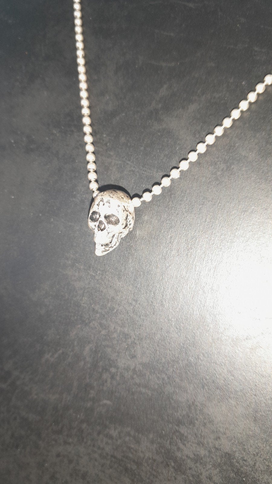 Prachtige echt zilveren ketting met doodshoofd hanger, Met hanger, Gebruikt, Ophalen of Verzenden, Zilver