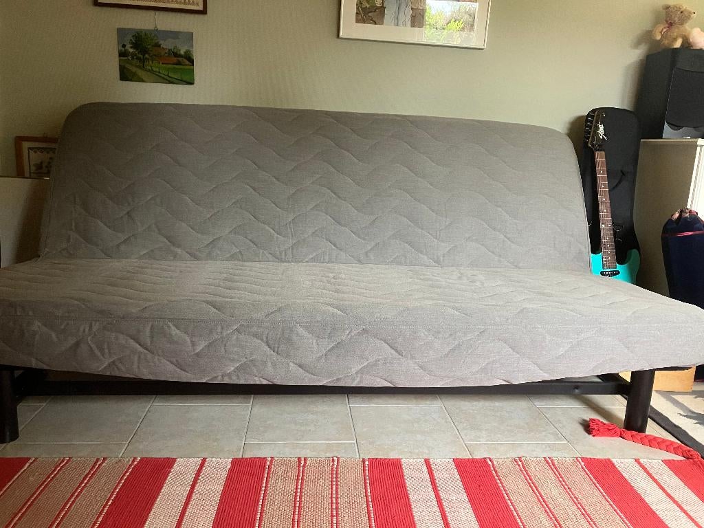 Slaapbank uittrekbaar grijs IKEA Beddinge, Huis en Inrichting, Ophalen, Tweepersoons, 140 cm, Zo goed als nieuw